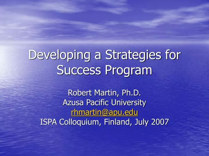 developing a strategies for success program n.