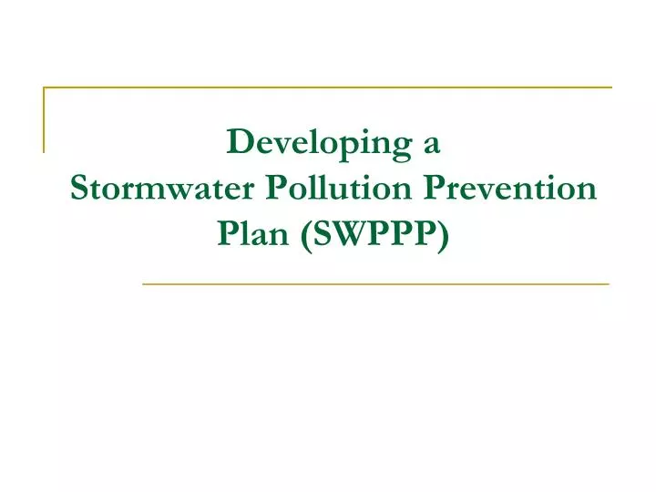 developing a stormwater pollution prevention plan swppp n.