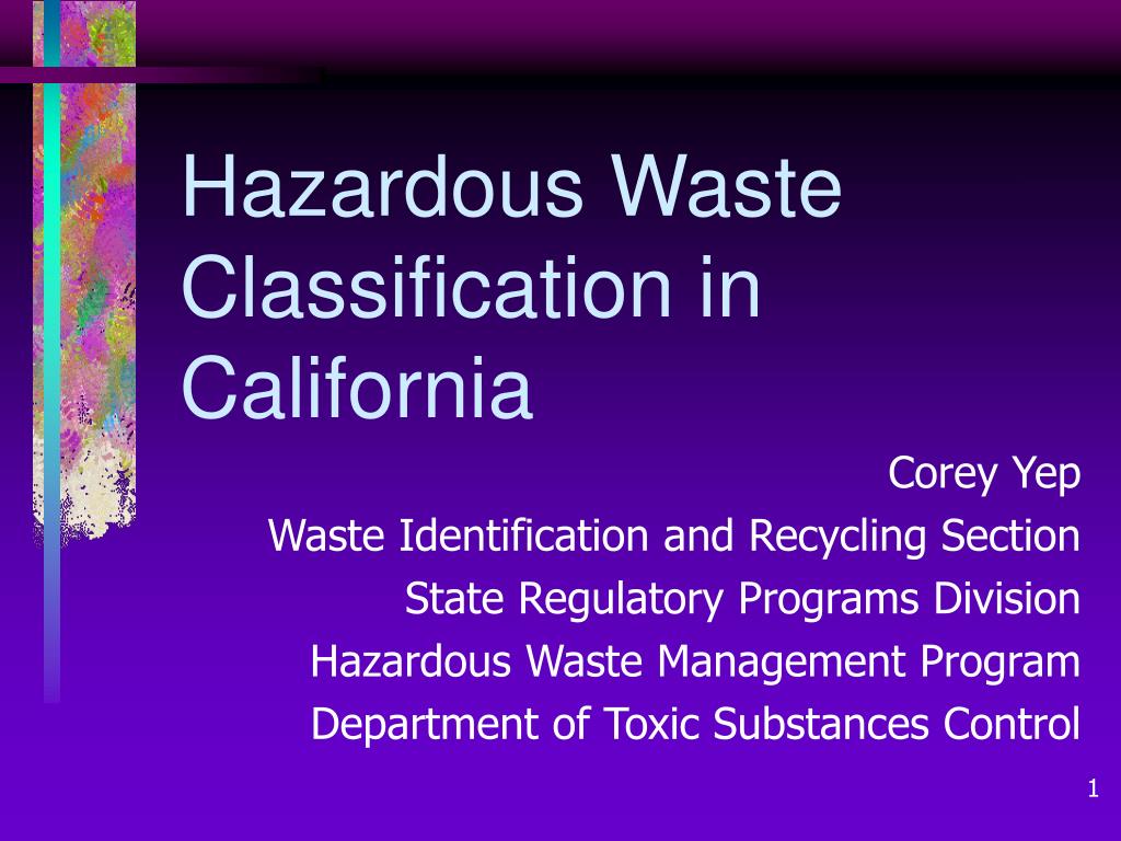 Classification Of Hazardous Waste
