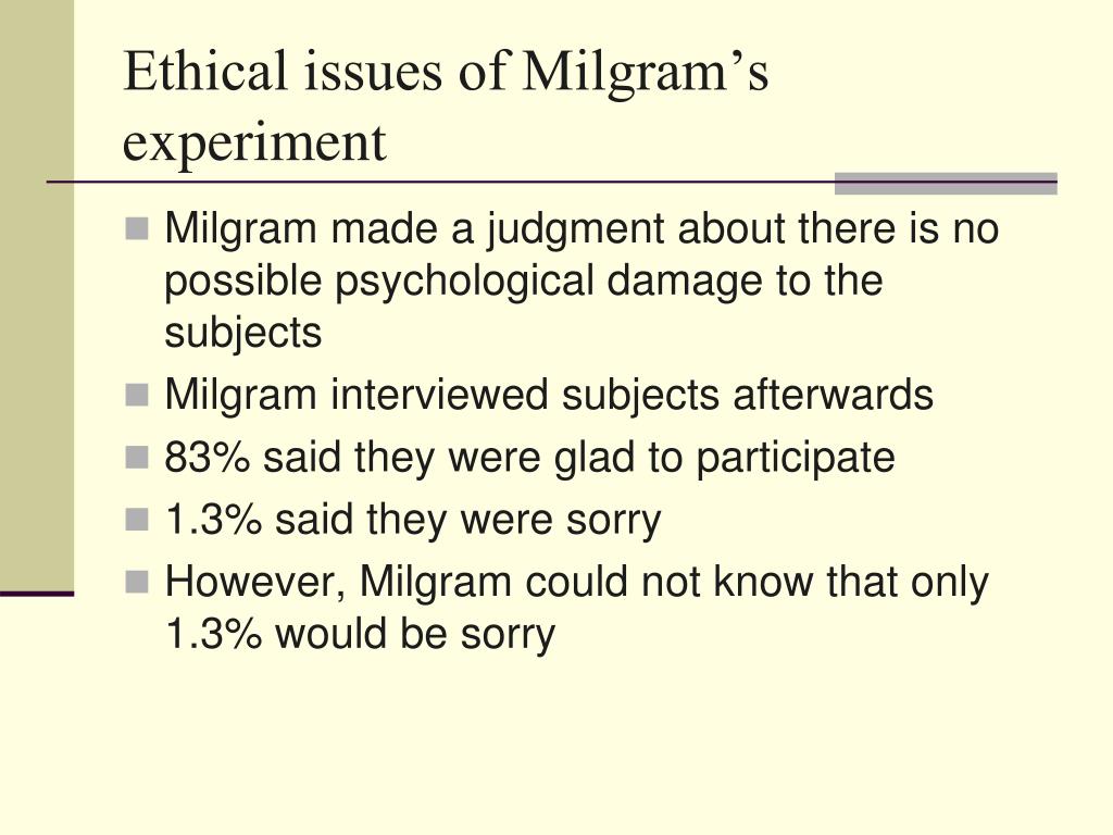 milgram ethical issues
