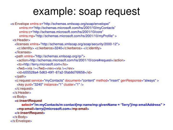 xml soap request example Caching XML Disconnected  Web Support Services  PPT to