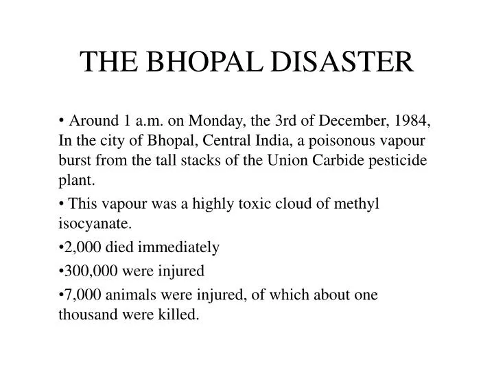 the bhopal disaster n.