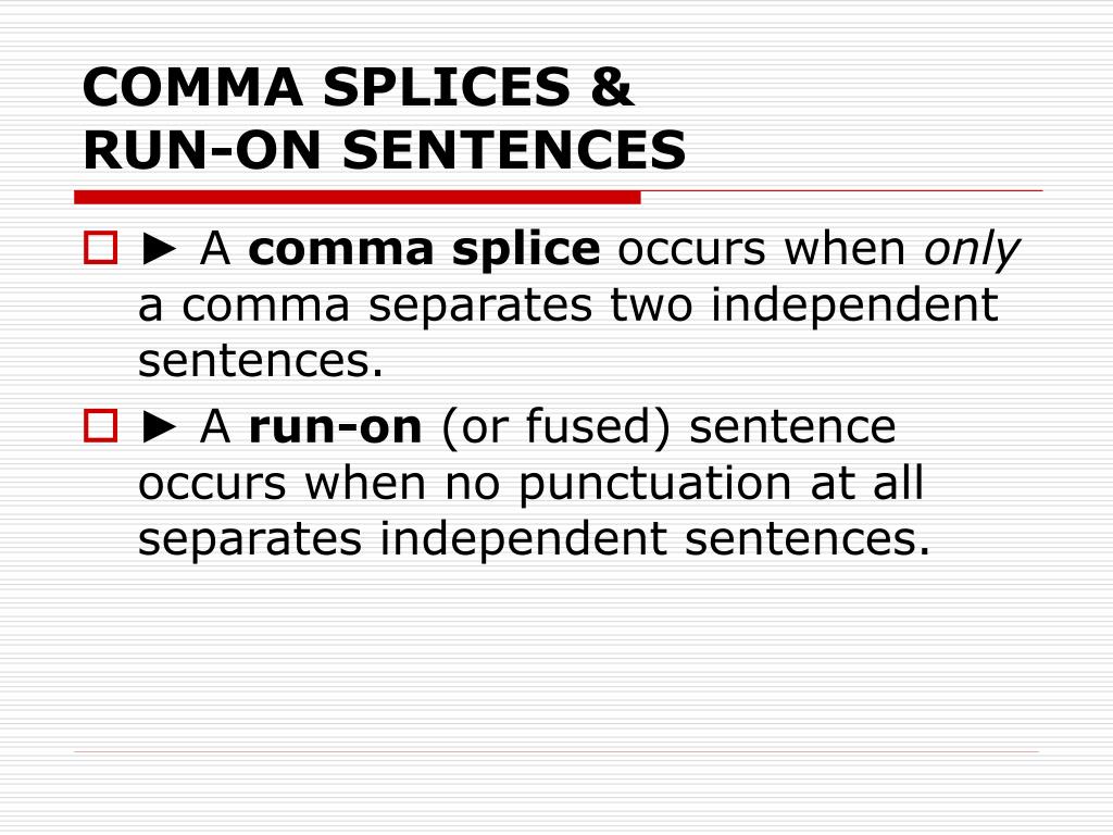 Comma Splices And Fused Sentences Worksheet