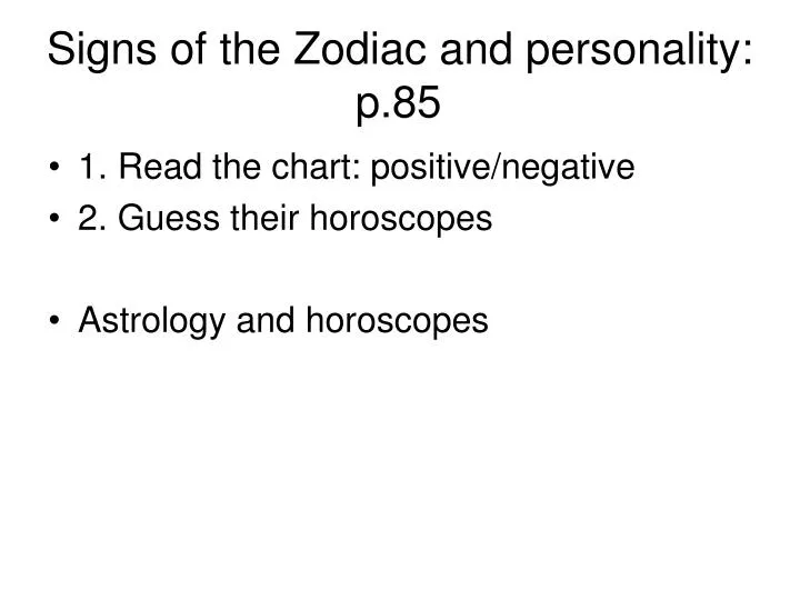 signs of the zodiac and personality p 85 n.
