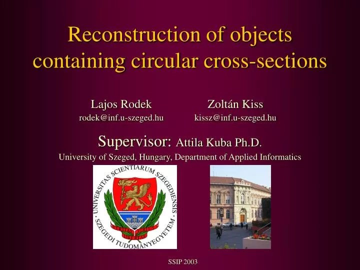 reconstruction of objects containing circular cross sections n.