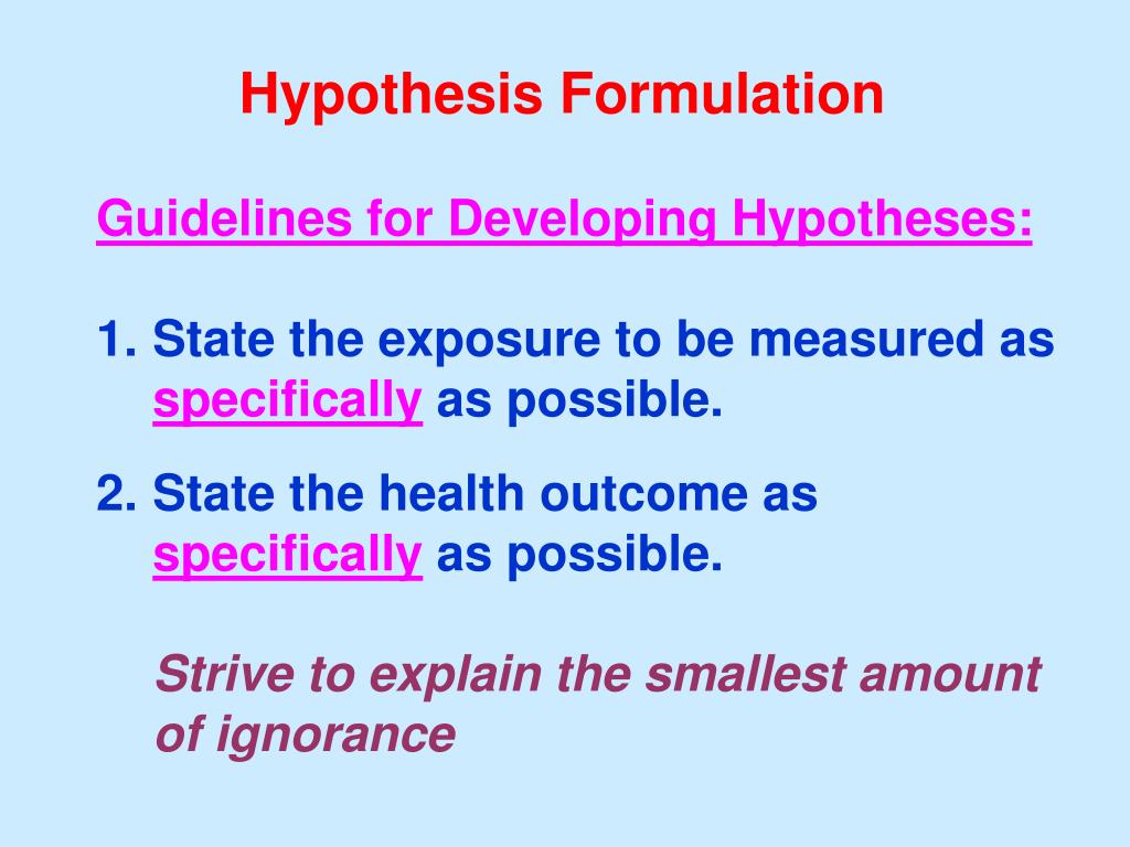 disease hypothesis formulation