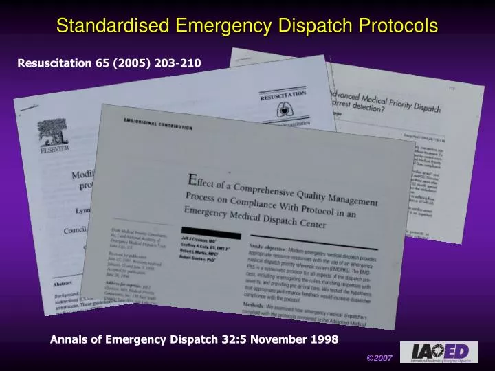 standardised emergency dispatch protocols n.