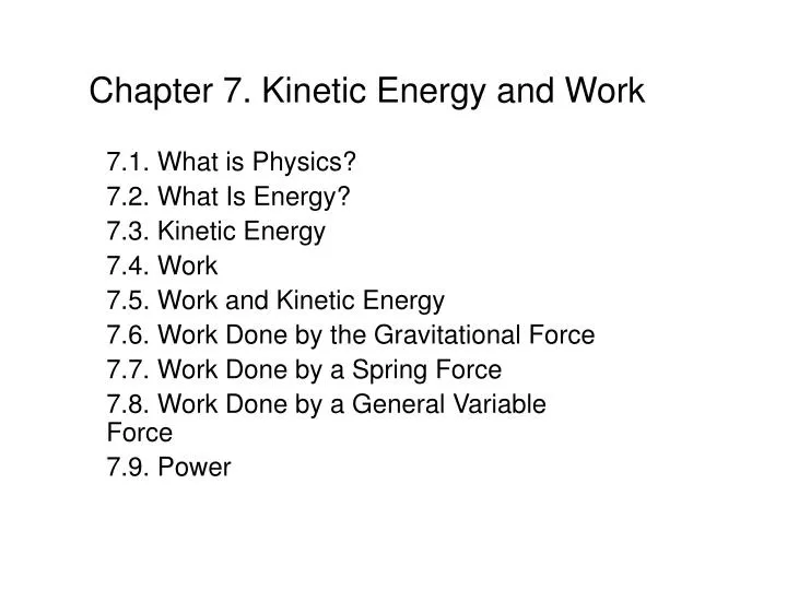 PPT Chapter 7. Energy and Work PowerPoint Presentation, free