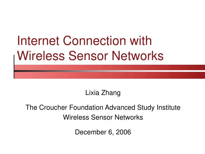 internet connection with wireless sensor networks n.