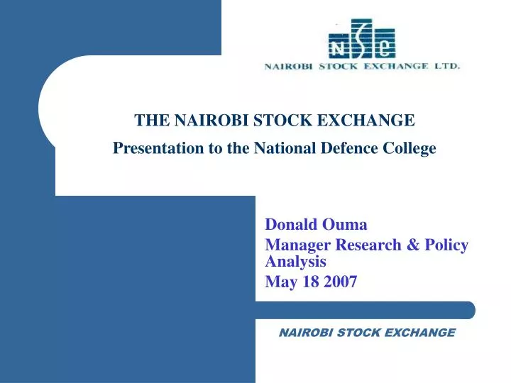 the nairobi stock exchange presentation to the national defence college n.