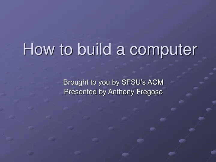 how to build a computer n.