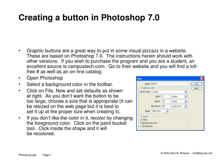creating a button in photoshop 7 0 n.
