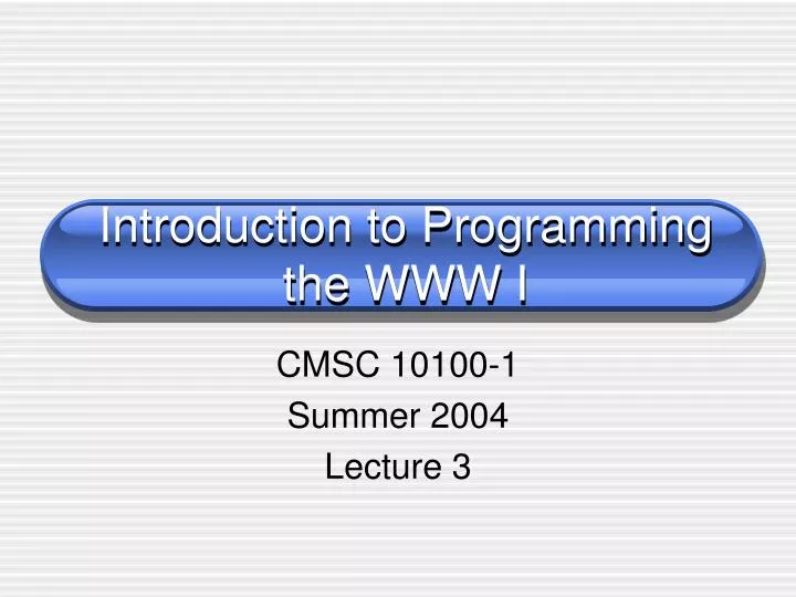 introduction to programming the www i n.