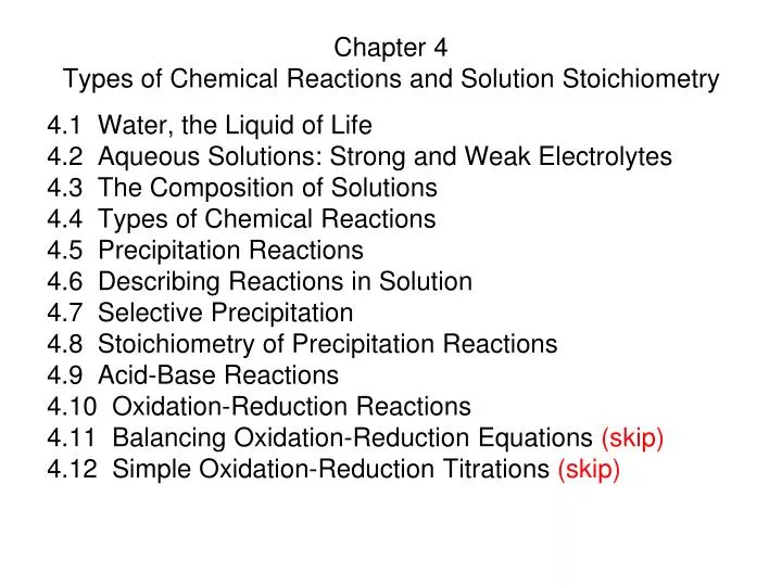 chapter 4 types of chemical reactions and solution stoichiometry n.