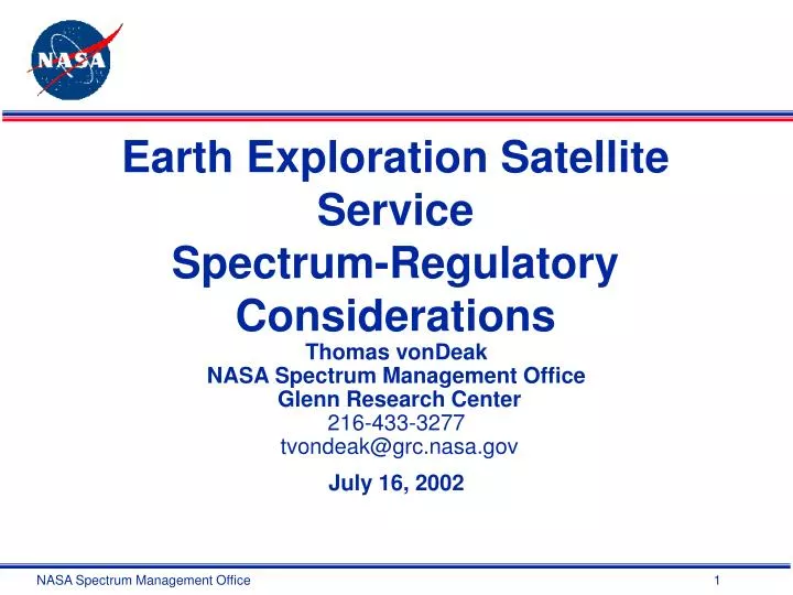 earth exploration satellite service spectrum regulatory considerations n.