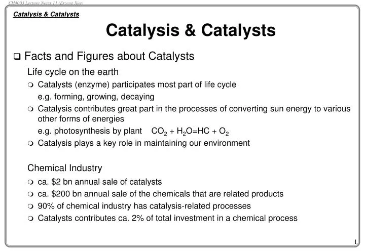 catalysis catalysts n.