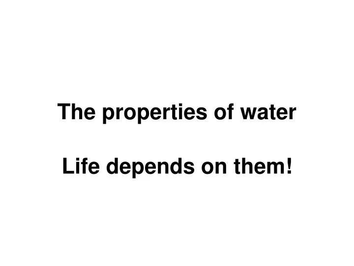 the properties of water n.