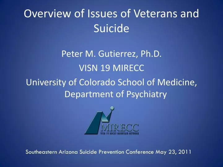 overview of issues of veterans and suicide n.