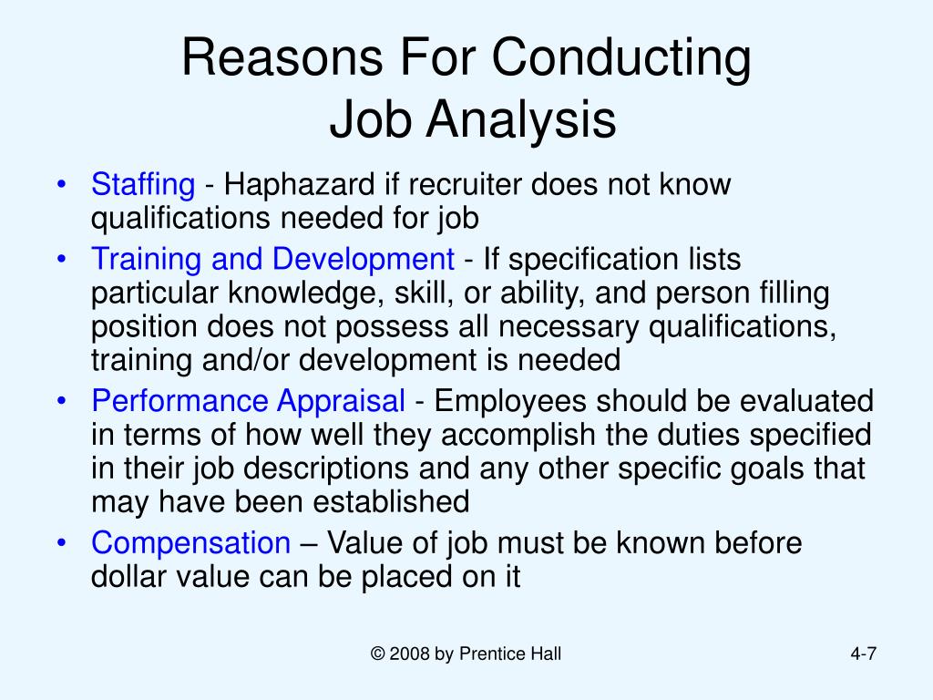 What is the purpose of conducting a job analysis