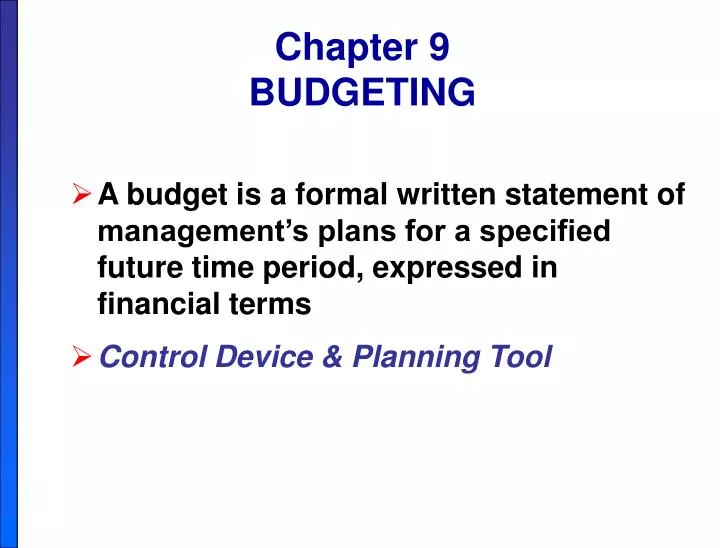 chapter 9 budgeting n.
