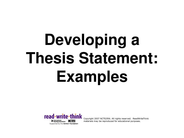 developing a thesis statement examples n.