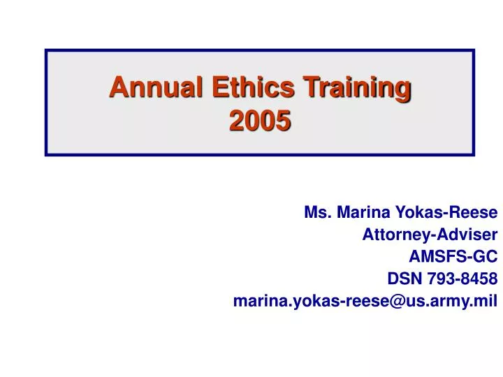 annual ethics training 2005 n.