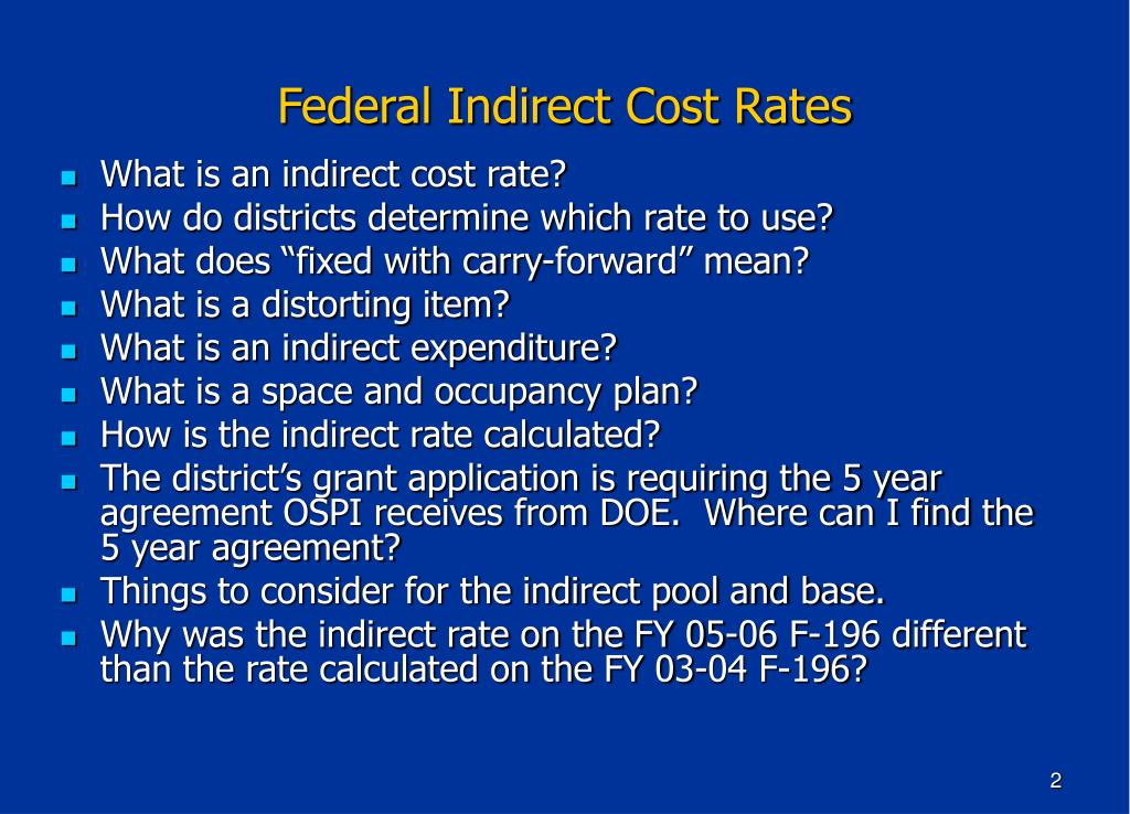 PPT Understanding the Federal Indirect Rate Calculation PowerPoint