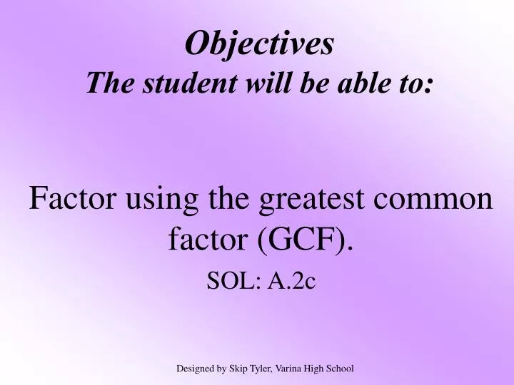 objectives the student will be able to n.