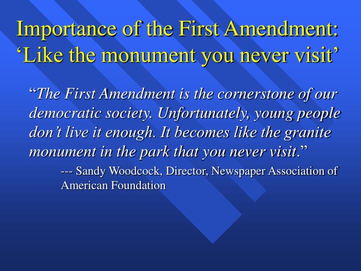 the significance of the first amendment in america First amendment: an overviewthe first amendment of the united states constitution protects the right to freedom of religion and freedom of. the significance of the first amendment in america First amendment: an overviewthe first amendment of the united states constitution protects the right to freedom of religion and freedom of.