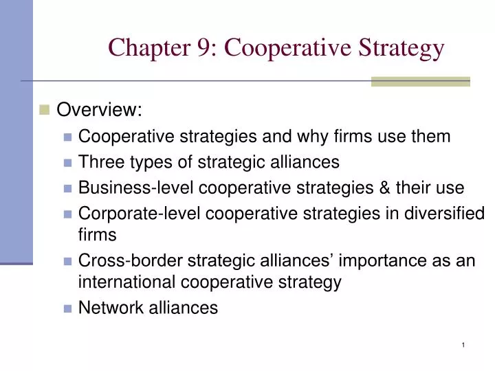 chapter 9 cooperative strategy n.