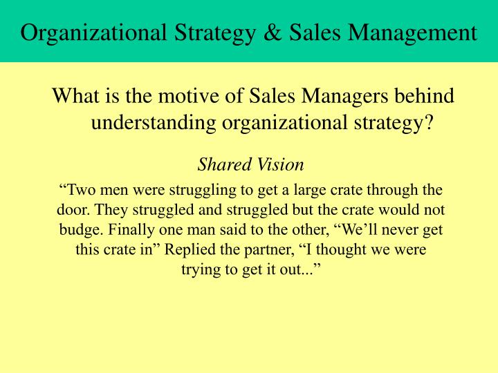 organizational strategy sales management n.