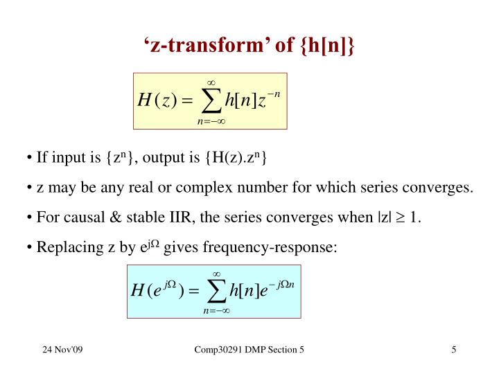 Ppt University Of Manchester School Of Computer Science C Omp 3 0 291 Digital Media Processing Section 5 Z Transforms Powerpoint Presentation Id