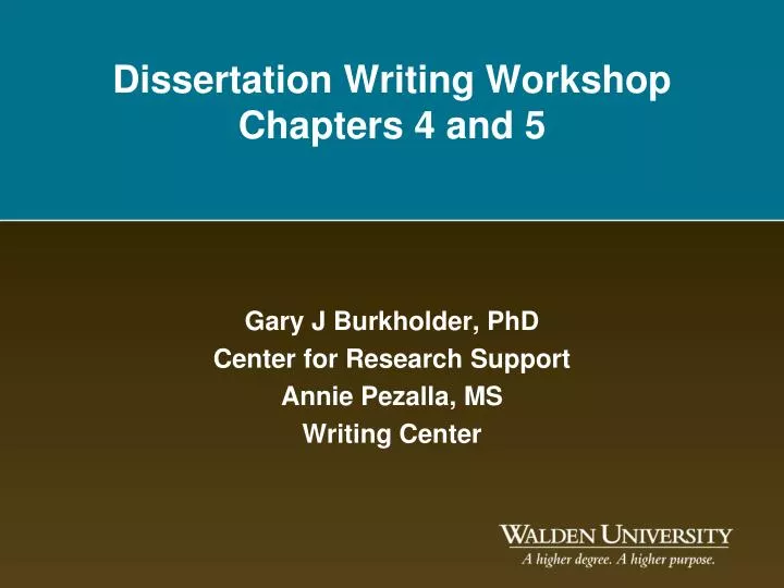 dissertation writing workshop chapters 4 and 5 n.