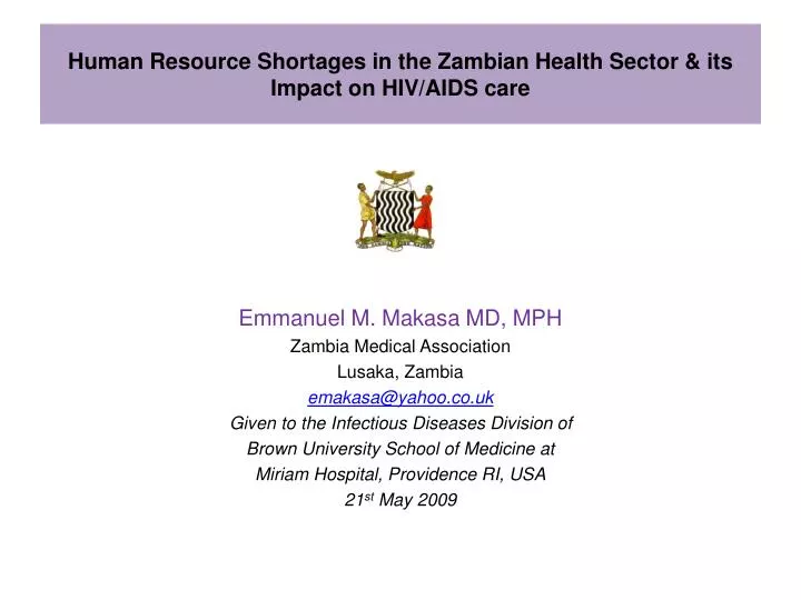 human resource shortages in the zambian health sector its impact on hiv aids care n.