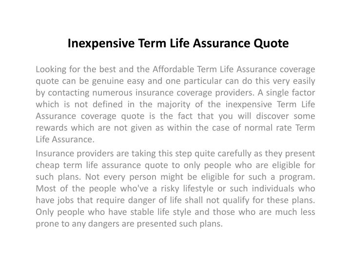 inexpensive term life assurance quote n.