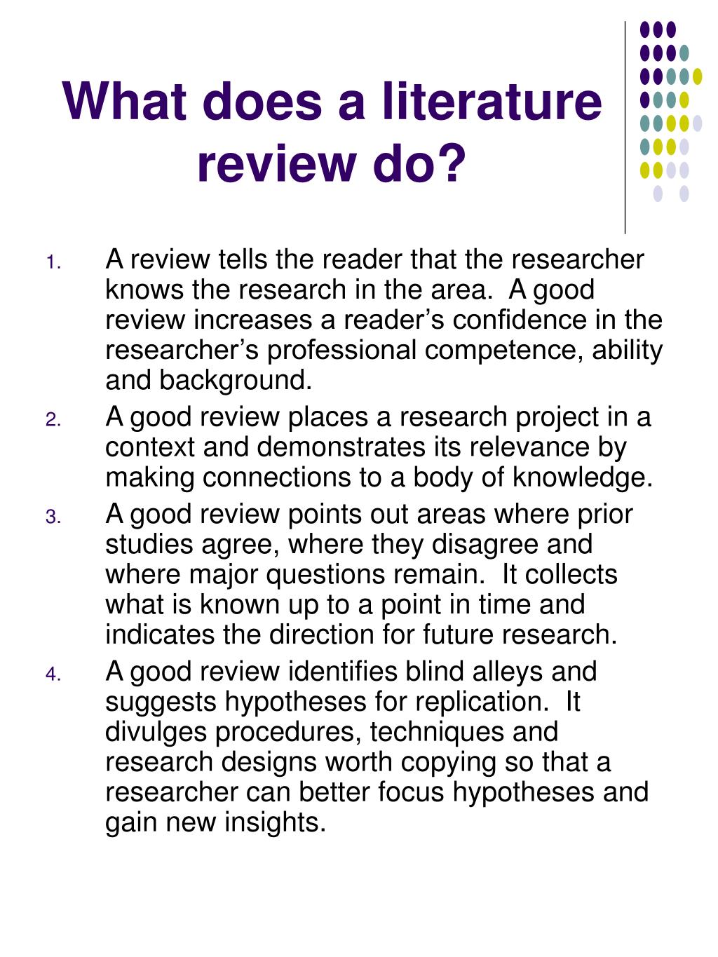 what does literature review in research mean