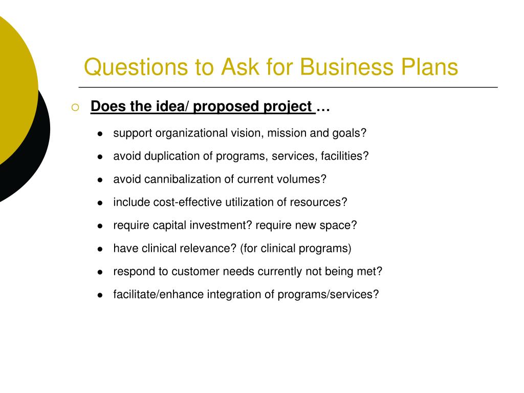 business plans questions