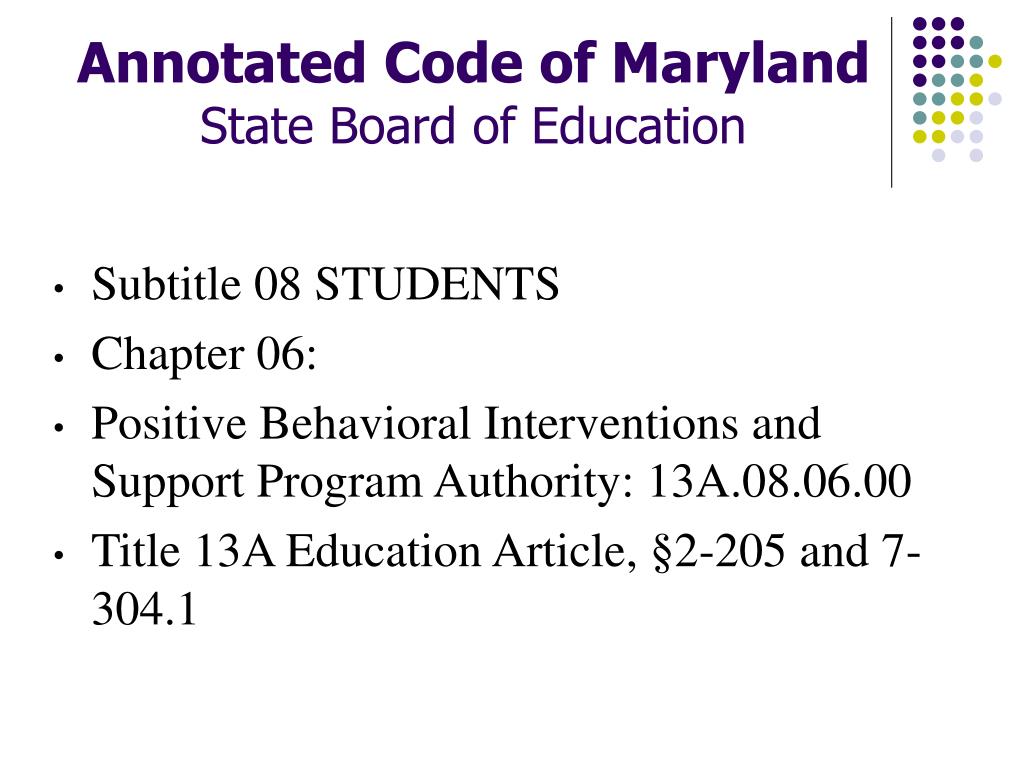 annotated code of maryland education article