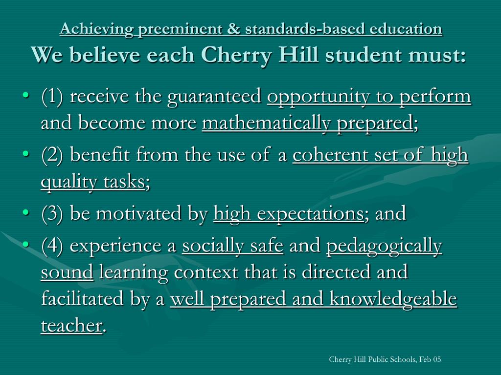 PPT - Cherry Hill Public Schools Elementary Mathematics Planning and ...