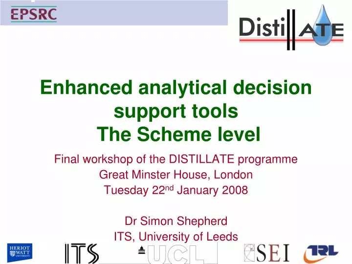 enhanced analytical decision support tools the scheme level n.