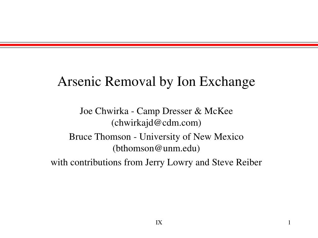 Ppt Arsenic Removal By Ion Exchange Powerpoint Presentation