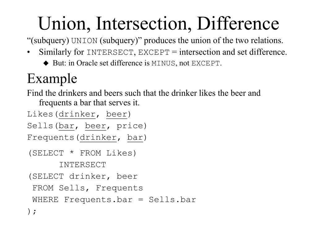 PPT - Union, Intersection, Difference PowerPoint Presentation, free ...