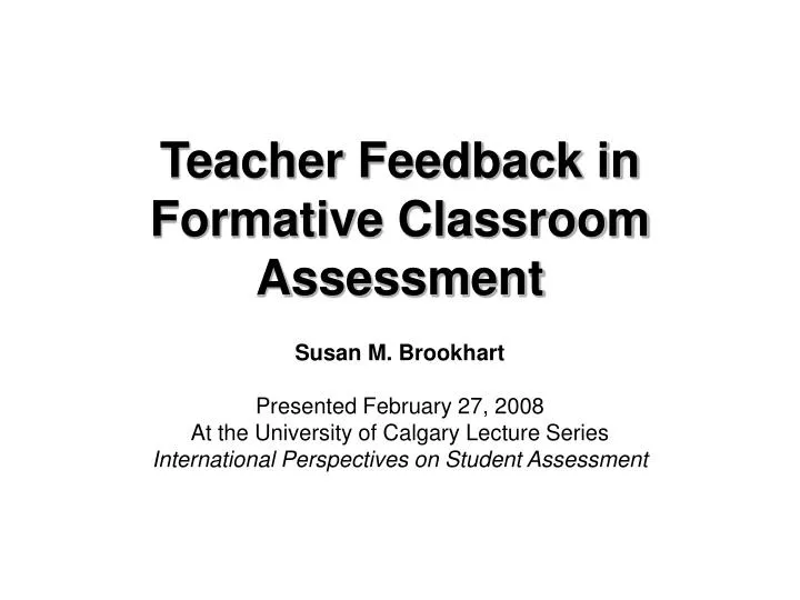 teacher feedback in formative classroom assessment n.