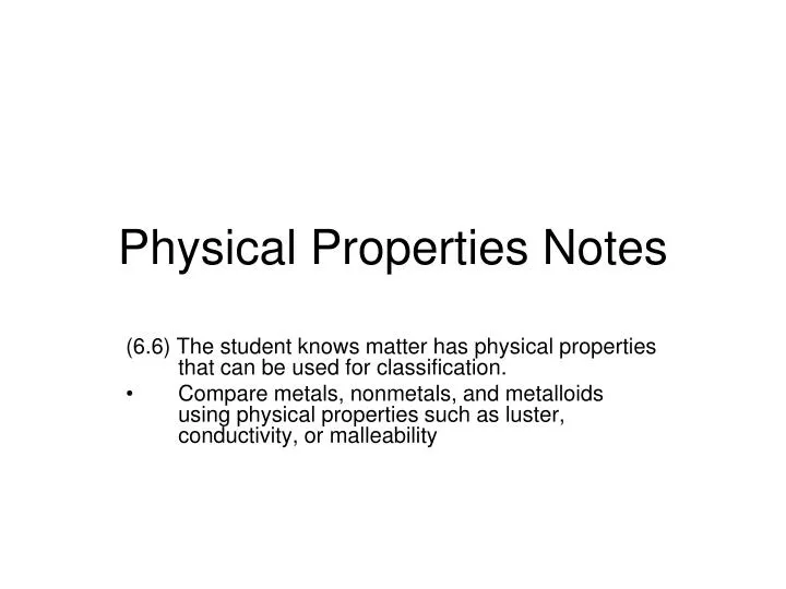 physical properties notes n.