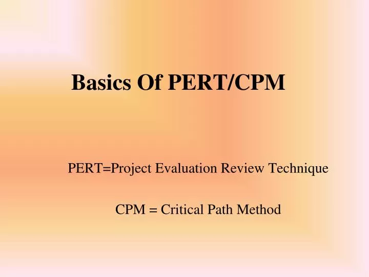 basics of pert cpm n.