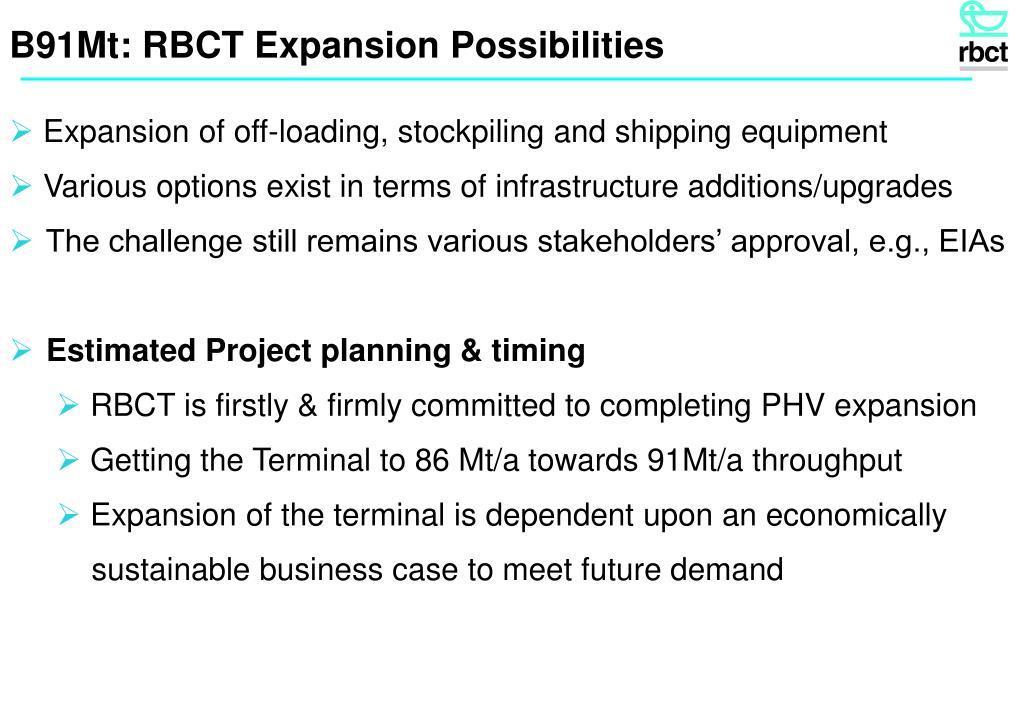 PPT - RBCT’s readiness for 91 million tonnes PowerPoint Presentation ...