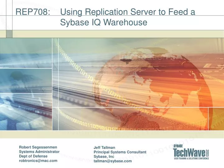 rep708 using replication server to feed a sybase iq warehouse n.