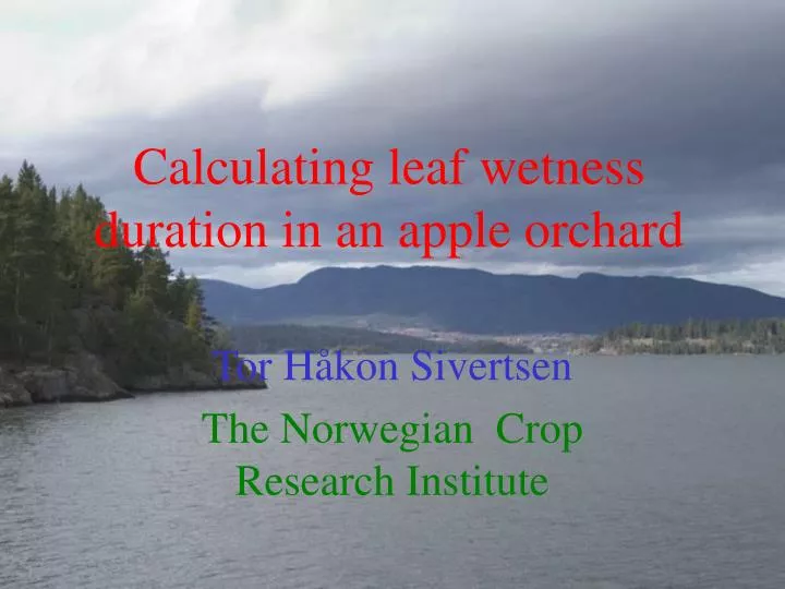 calculating leaf wetness duration in an apple orchard n.