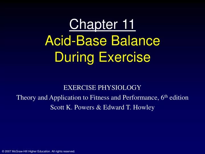 chapter 11 acid base balance during exercise n.