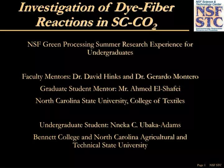 investigation of dye fiber reactions in sc co 2 n.